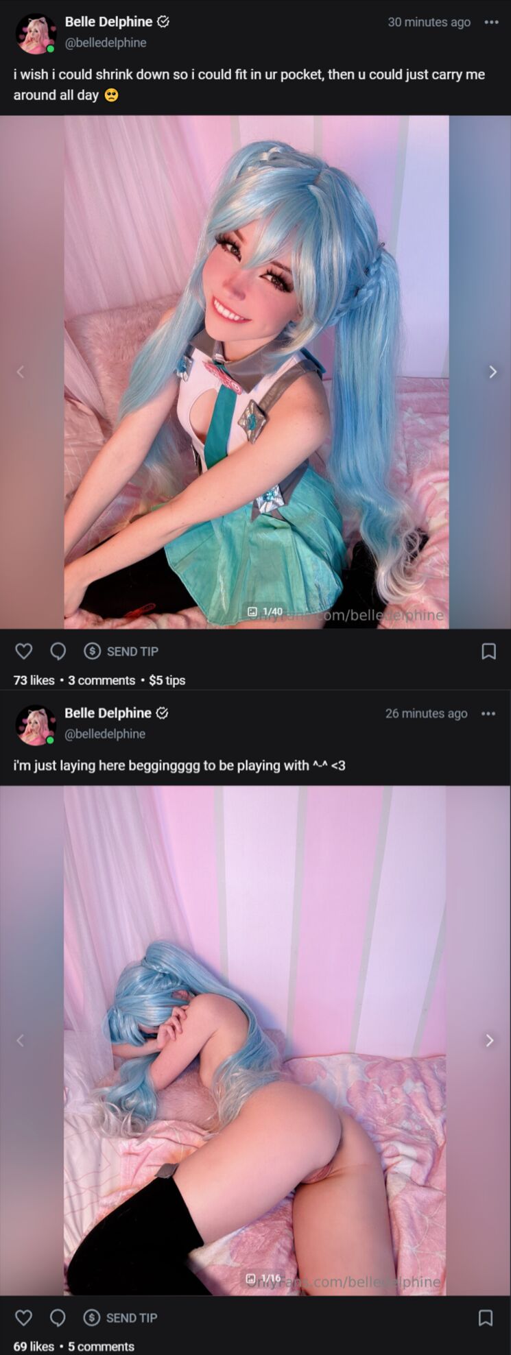 Belle Delphine —————– Hatsune Miku